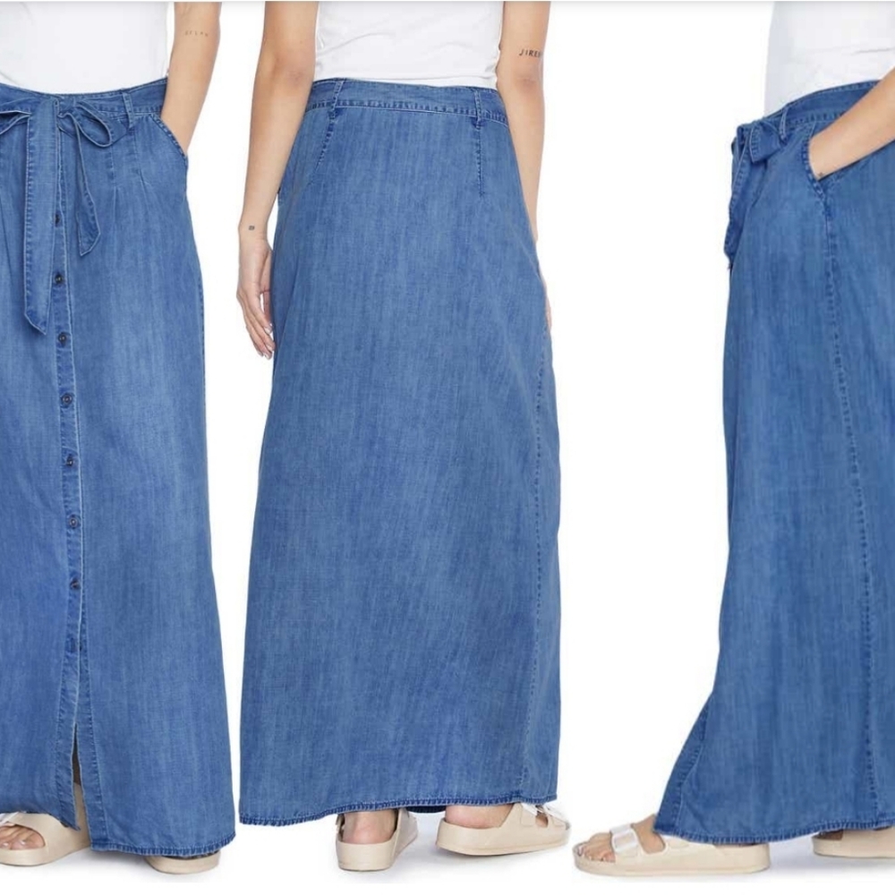 WashLab Soft Denim Maxi Skirt